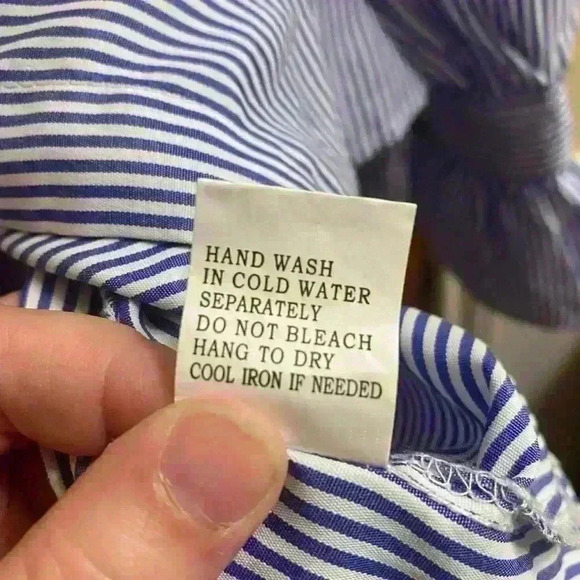 Kontrol Button Blue and White Stripe Long Sleeve Blouse with Pearl Studs Size M - Picture 9 of 11